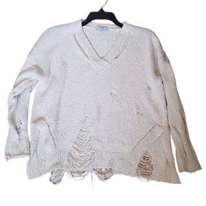 Fate Cream Knit Distressed Sweater Size Medium